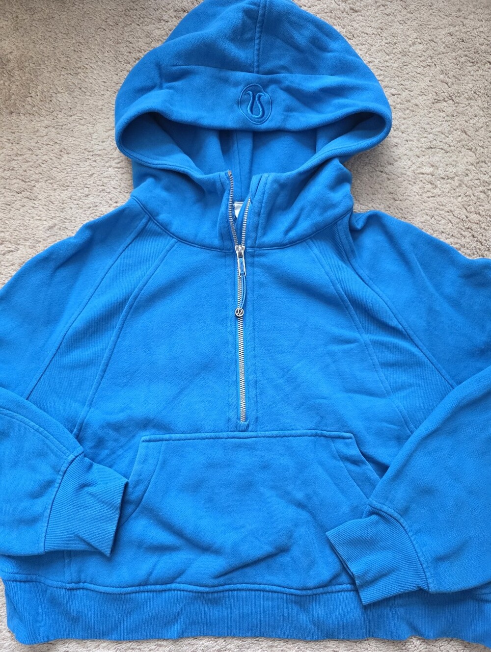 Lululemon Scuba cropped Oversized Half-Zip Hoodie Poolside RARE M/L Like New